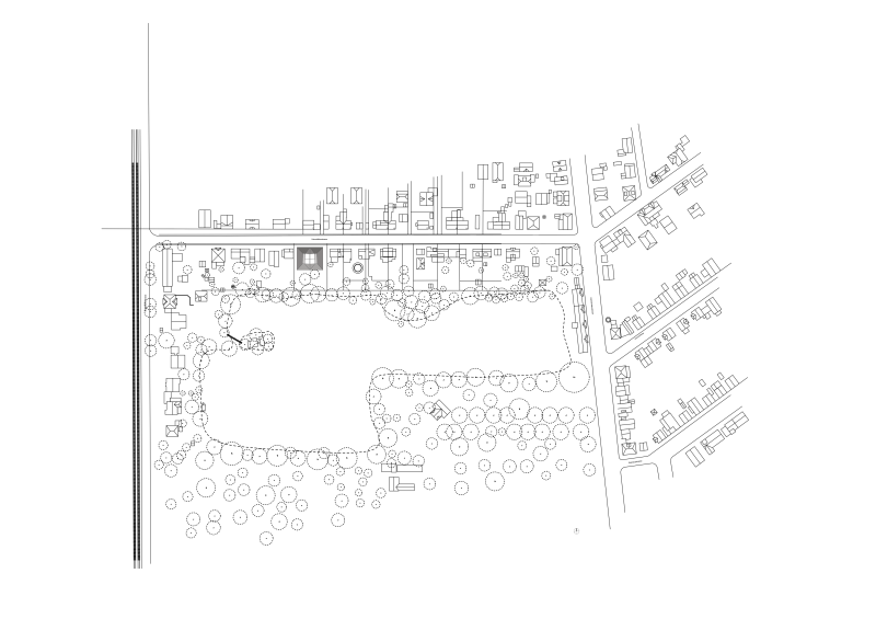 Lageplan der Doppelhaus-Villa am Baggersee in Norddeutschland mit Gebäuden, Freiflächen und Insel.