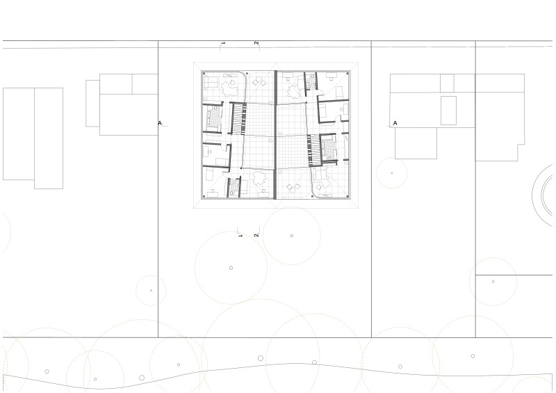 Grundriss Obergeschoss einer Doppelhaus-Villa am Baggersee in Norddeutschland.