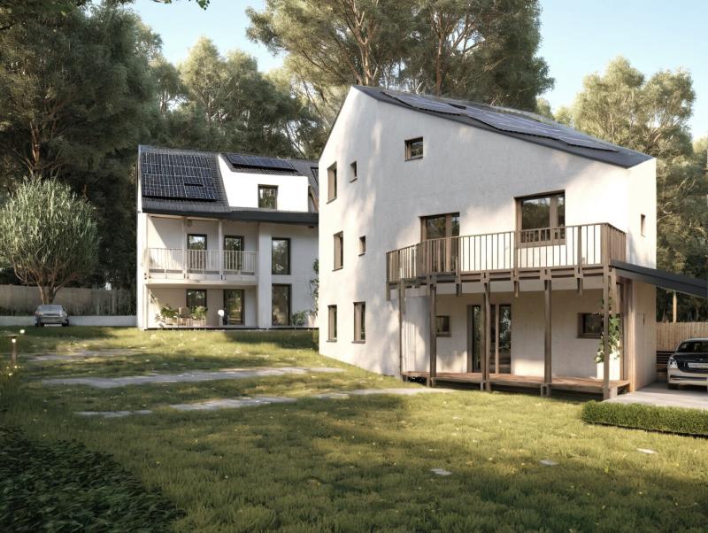 Doppelwohnprojekt mit Einfamilienhaus und Zweifamilienhaus in Adliswil für zwei Familien und drei Generationen.